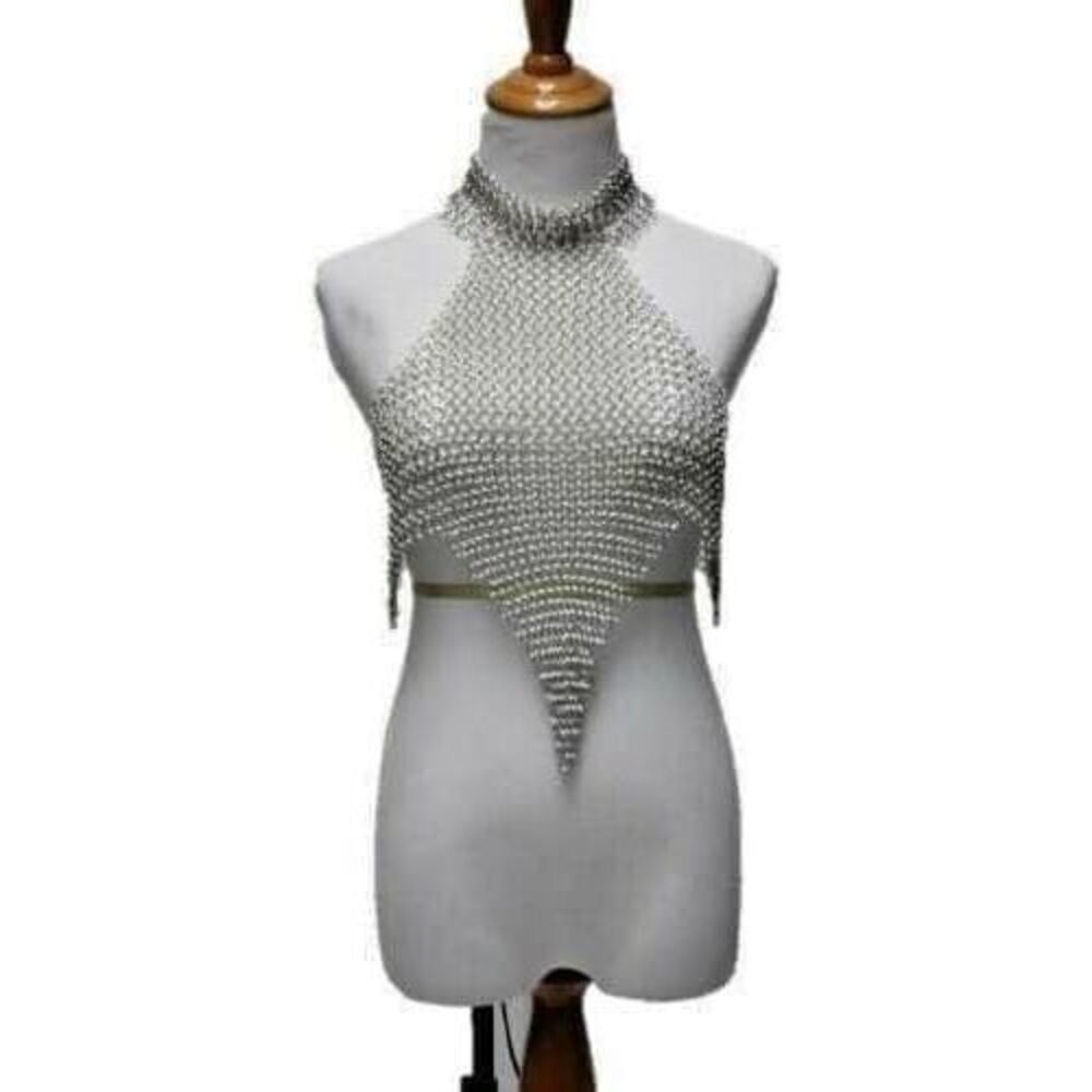 9465 Aluminium 10 mm Butted Chain Mail Crop Halter Top for Beautiful Wear